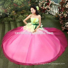 Hochwertiges 100% Perlen modernes Abendkleid Kleid Pfirsich rosa Abendkleid Quinceanera Kleider Ballkleid